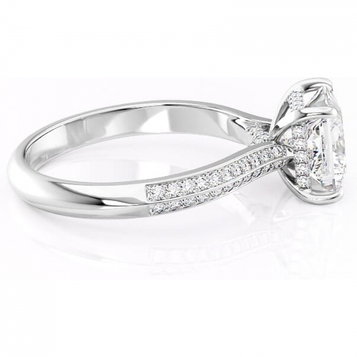 Inel de logodnă Elara din aur Alb 18kt cu moissanite tăietură princess – Montură pavé rafinată pentru profil înalt | Personalizează și configurează gratuit online [2]