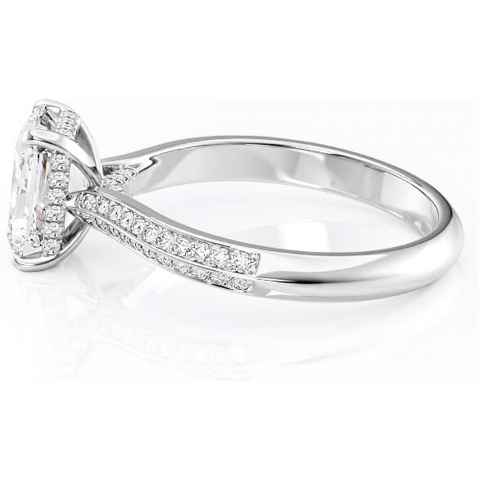 Inel de logodnă Elara din aur Alb 14kt cu moissanite tăietură radiantă – Montură pavé rafinată pentru profil înalt | Personalizează și configurează gratuit online [6]