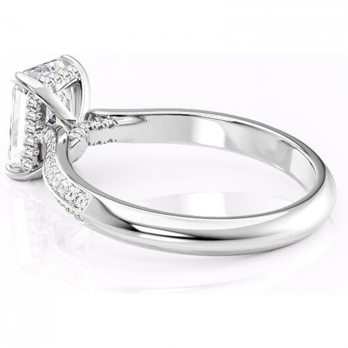 Inel de logodnă Elara din aur Alb 14kt cu moissanite tăietură radiantă – Montură pavé rafinată pentru profil înalt | Personalizează și configurează gratuit online [5]