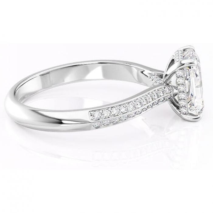 Inel de logodnă Elara din aur Alb 14kt cu moissanite tăietură radiantă – Montură pavé rafinată pentru profil înalt | Personalizează și configurează gratuit online [2]