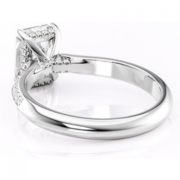 Inel de logodnă Elara din aur Alb 14kt cu moissanite tăietură radiantă – Montură pavé rafinată pentru profil înalt | Personalizează și configurează gratuit online [4]