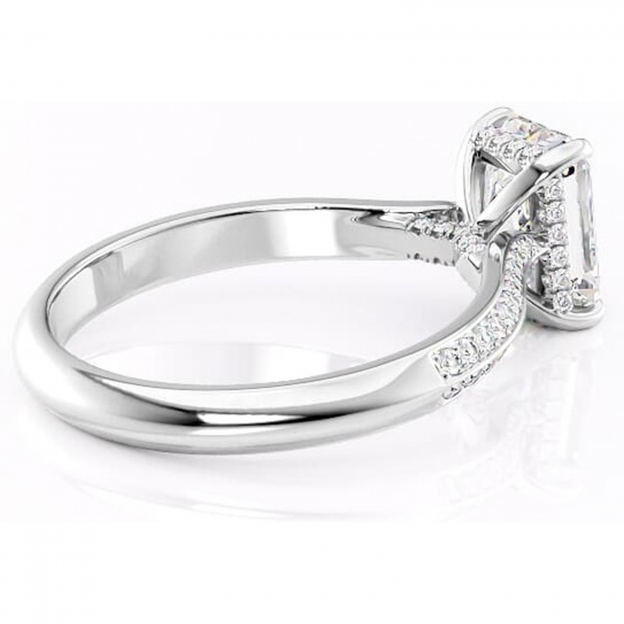 Inel de logodnă Elara din aur Alb 14kt cu moissanite tăietură radiantă – Montură pavé rafinată pentru profil înalt | Personalizează și configurează gratuit online [3]