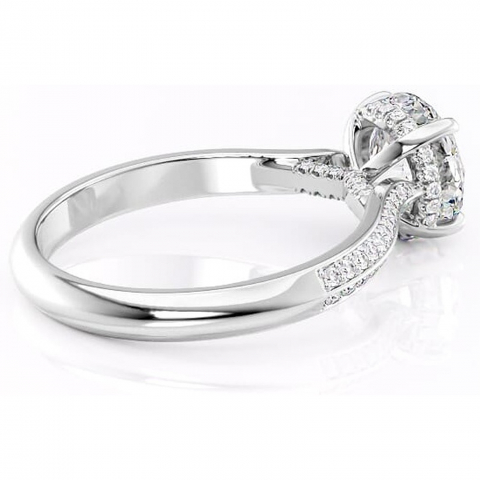 Inel de logodnă Elara din aur Alb 14kt cu moissanite tăietură rotundă – Montură pavé rafinată pentru profil înalt | Personalizează și configurează gratuit online [3]