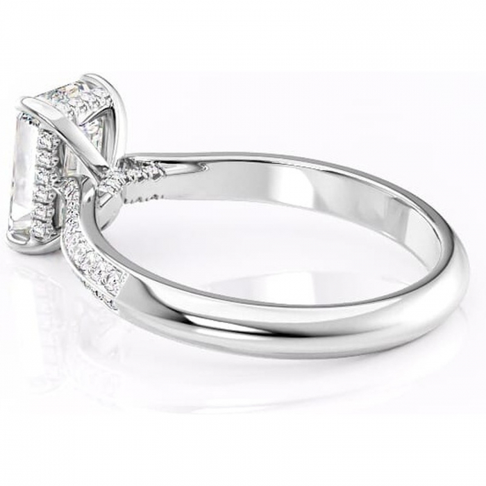 Inel de logodnă Elara din aur Alb 18kt cu moissanite tăietură smarald – Montură pavé rafinată pentru profil înalt | Personalizează și configurează gratuit online [5]