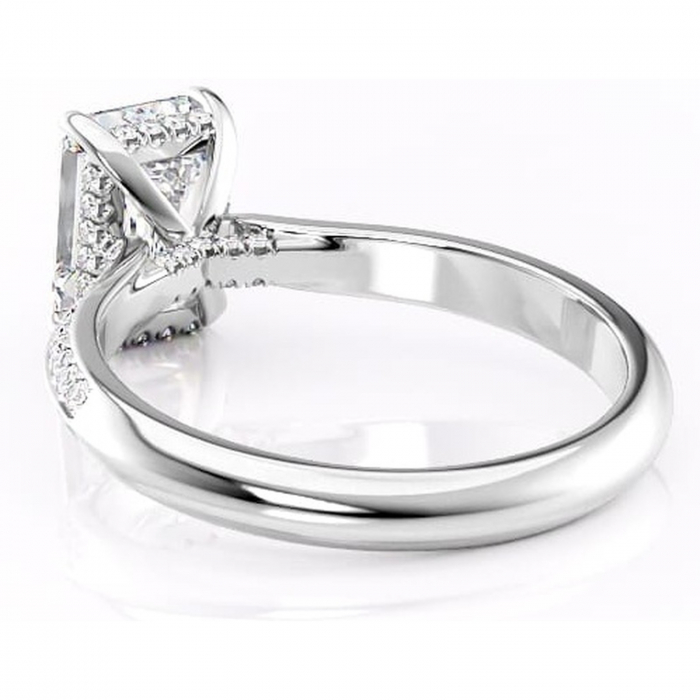 Inel de logodnă Elara din aur Alb 18kt cu moissanite tăietură smarald – Montură pavé rafinată pentru profil înalt | Personalizează și configurează gratuit online [4]