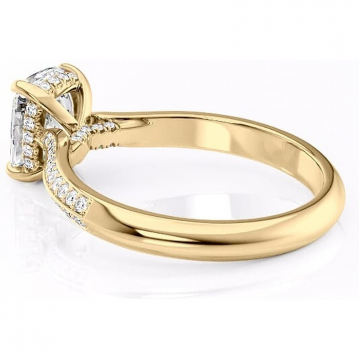 Inel de logodnă Elara din aur Galben 14kt cu moissanite tăietură asscher – Montură pavé rafinată pentru profil înalt | Personalizează și configurează gratuit online [5]