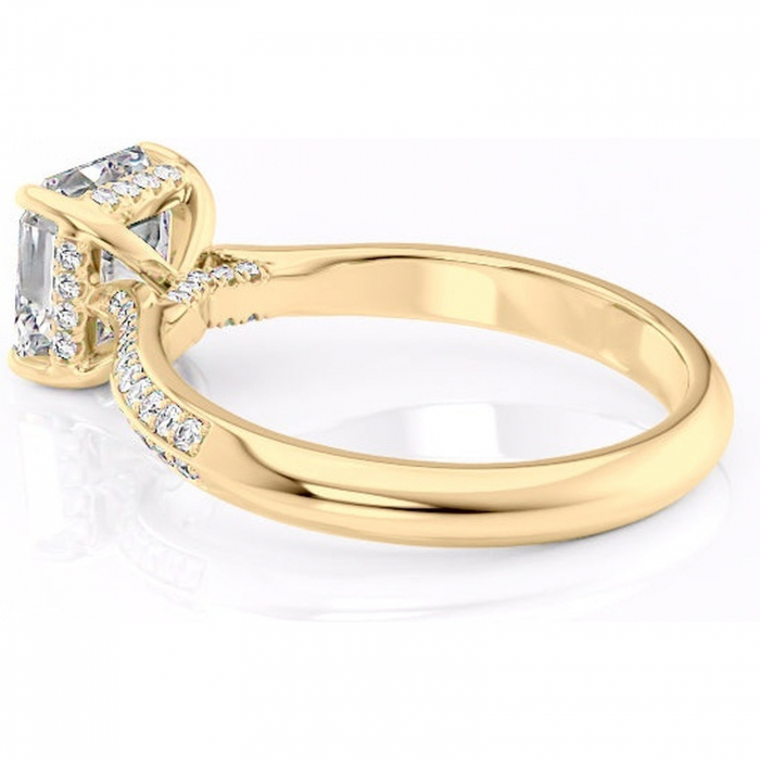 Inel de logodnă Elara din aur Galben 18kt cu moissanite tăietură asscher – Montură pavé rafinată pentru profil înalt | Personalizează și configurează gratuit online [5]