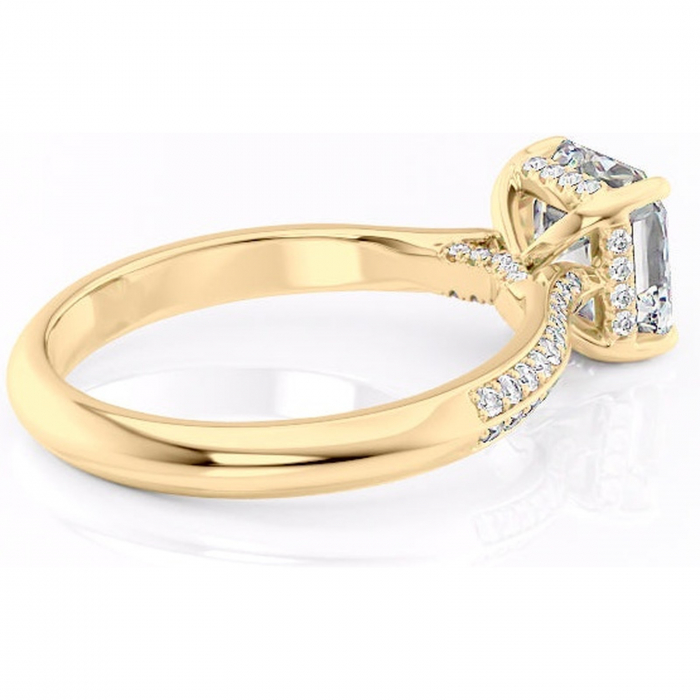 Inel de logodnă Elara din aur Galben 18kt cu moissanite tăietură asscher – Montură pavé rafinată pentru profil înalt | Personalizează și configurează gratuit online [3]