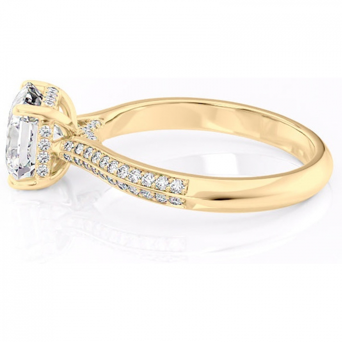 Inel de logodnă Elara din aur Galben 18kt cu moissanite tăietură asscher – Montură pavé rafinată pentru profil înalt | Personalizează și configurează gratuit online [6]
