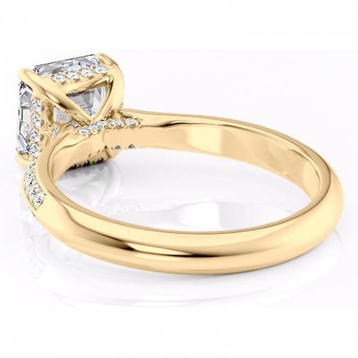 Inel de logodnă Elara din aur Galben 18kt cu moissanite tăietură asscher – Montură pavé rafinată pentru profil înalt | Personalizează și configurează gratuit online [4]