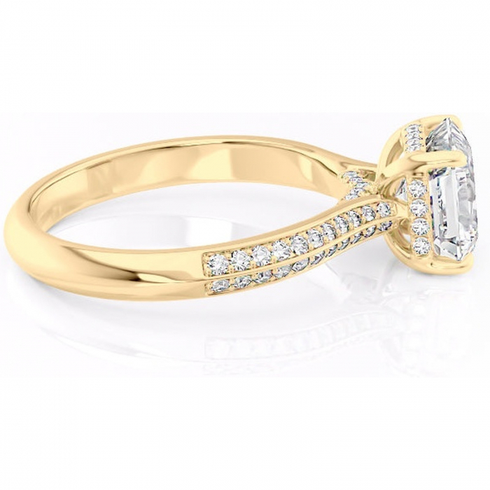 Inel de logodnă Elara din aur Galben 18kt cu moissanite tăietură asscher – Montură pavé rafinată pentru profil înalt | Personalizează și configurează gratuit online [2]