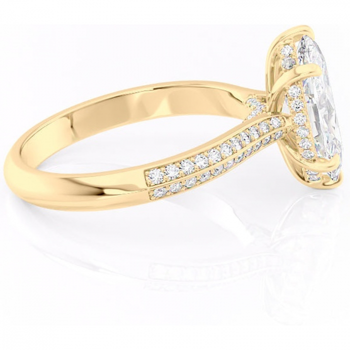 Inel de logodnă Elara din aur Galben 14kt cu moissanite tăietură marquise – Montură pavé rafinată pentru profil înalt | Personalizează și configurează gratuit online [2]