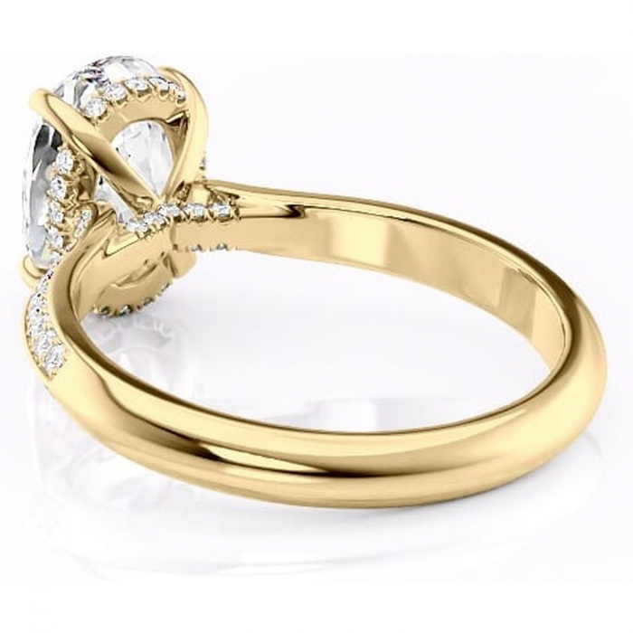 Inel de logodnă Elara din aur Galben 18kt cu moissanite tăietură ovală – Montură pavé rafinată pentru profil înalt | Personalizează și configurează gratuit online [4]
