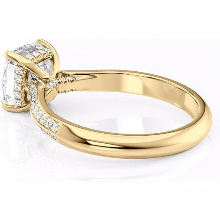 Inel de logodnă Elara din aur Galben 18kt cu moissanite tăietură pernă – Montură pavé rafinată pentru profil înalt | Personalizează și configurează gratuit online [5]