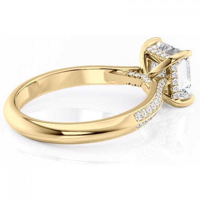 Inel de logodnă Elara din aur Galben 14kt cu moissanite tăietură princess – Montură pavé rafinată pentru profil înalt | Personalizează și configurează gratuit online [3]