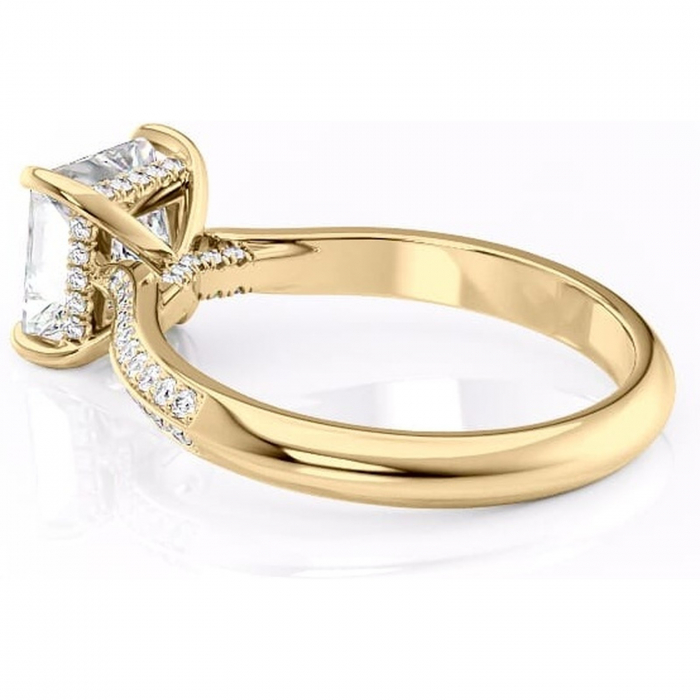 Inel de logodnă Elara din aur Galben 14kt cu moissanite tăietură princess – Montură pavé rafinată pentru profil înalt | Personalizează și configurează gratuit online [5]