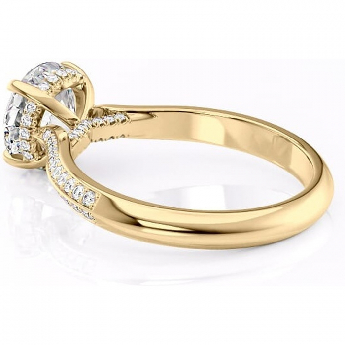 Inel de logodnă Elara din aur Galben 14kt cu moissanite tăietură rotundă – Montură pavé rafinată pentru profil înalt | Personalizează și configurează gratuit online [5]