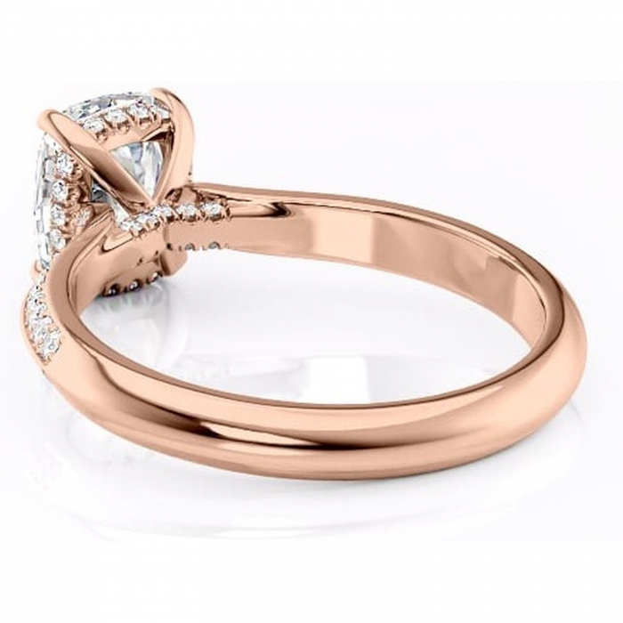 Inel de logodnă Elara din aur Rose 14kt cu moissanite tăietură asscher – Montură pavé rafinată pentru profil înalt | Personalizează și configurează gratuit online [4]