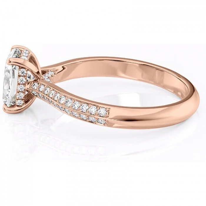 Inel de logodnă Elara din aur Rose 14kt cu moissanite tăietură asscher – Montură pavé rafinată pentru profil înalt | Personalizează și configurează gratuit online [6]