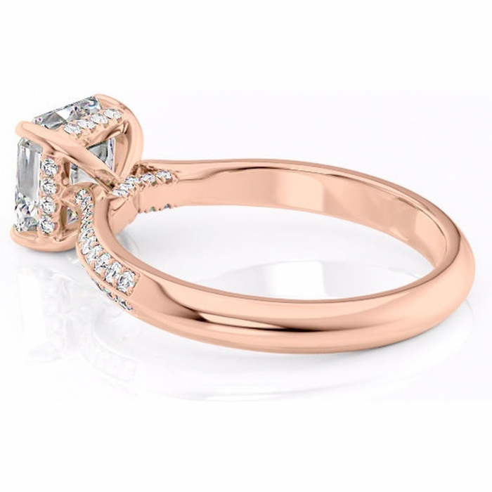 Inel de logodnă Elara din aur Rose 14kt cu moissanite tăietură asscher – Montură pavé rafinată pentru profil înalt | Personalizează și configurează gratuit online [5]