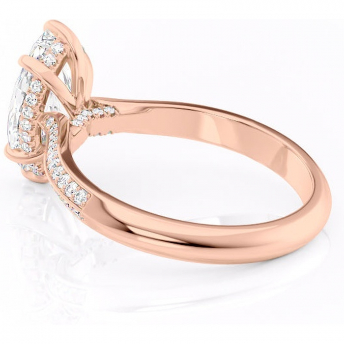 Inel de logodnă Elara din aur Rose 18kt cu moissanite tăietură marquise – Montură pavé rafinată pentru profil înalt | Personalizează și configurează gratuit online [5]