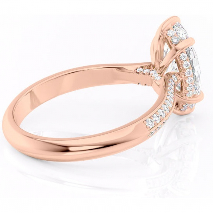 Inel de logodnă Elara din aur Rose 18kt cu moissanite tăietură marquise – Montură pavé rafinată pentru profil înalt | Personalizează și configurează gratuit online [3]