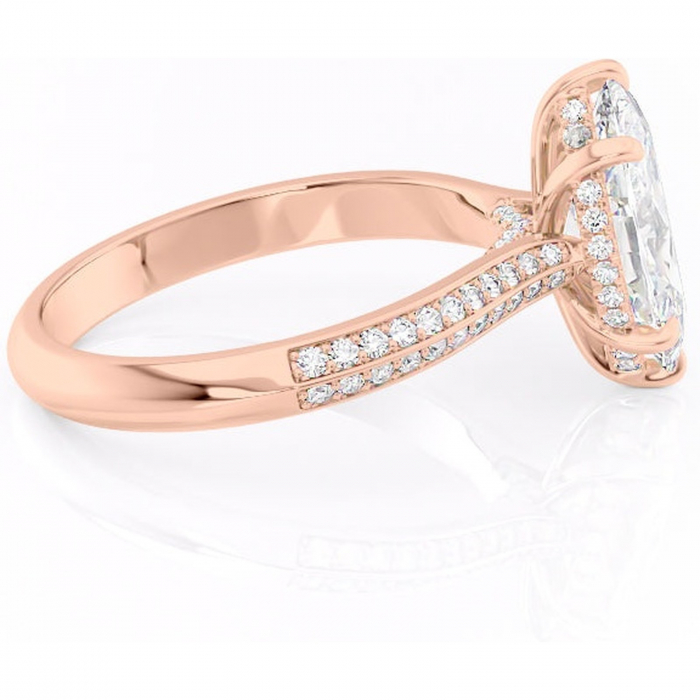 Inel de logodnă Elara din aur Rose 18kt cu moissanite tăietură marquise – Montură pavé rafinată pentru profil înalt | Personalizează și configurează gratuit online [2]