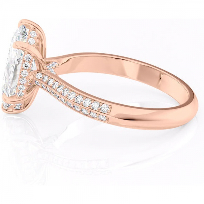 Inel de logodnă Elara din aur Rose 18kt cu moissanite tăietură marquise – Montură pavé rafinată pentru profil înalt | Personalizează și configurează gratuit online [6]