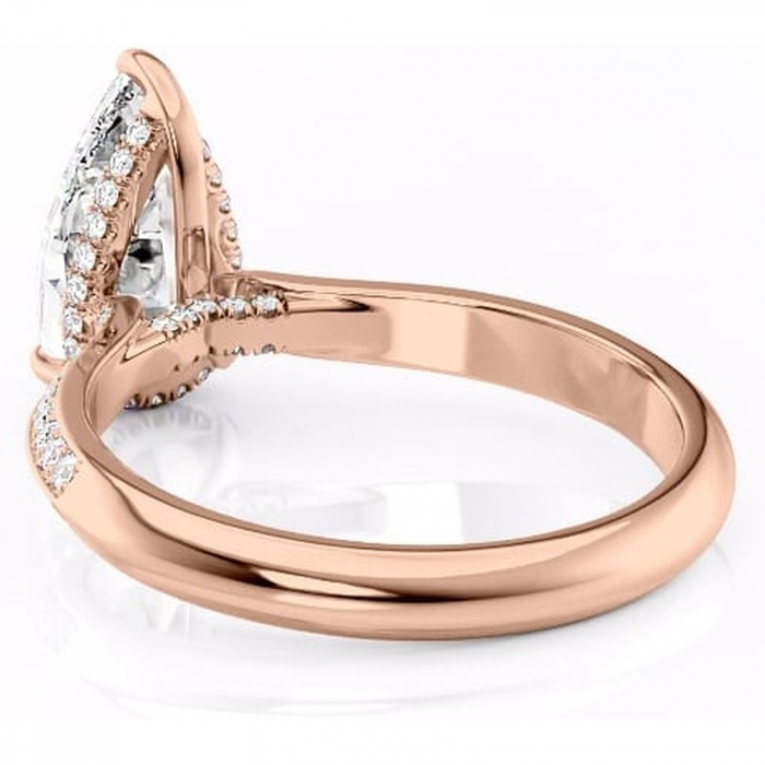 Inel de logodnă Elara din aur Rose 18kt cu moissanite tăietură pară – Montură pavé rafinată pentru profil înalt | Personalizează și configurează gratuit online [4]