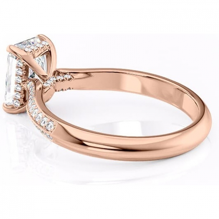 Inel de logodnă Elara din aur Rose 14kt cu moissanite tăietură radiantă – Montură pavé rafinată pentru profil înalt | Personalizează și configurează gratuit online [5]