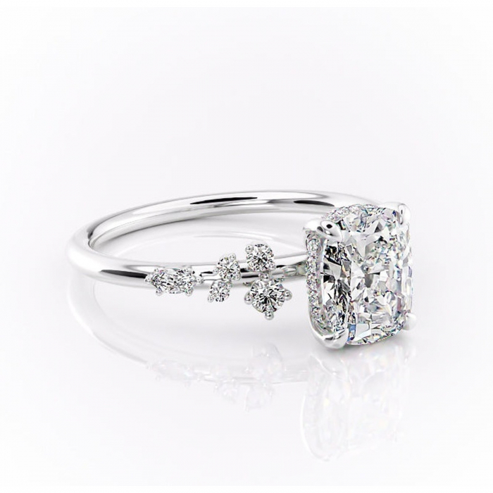 Inel de logodnă Elaris din aur Alb 14kt cu moissanite tăietură asscher – Pietre laterale rafinată pentru profil înalt | Personalizează și configurează gratuit online [1]