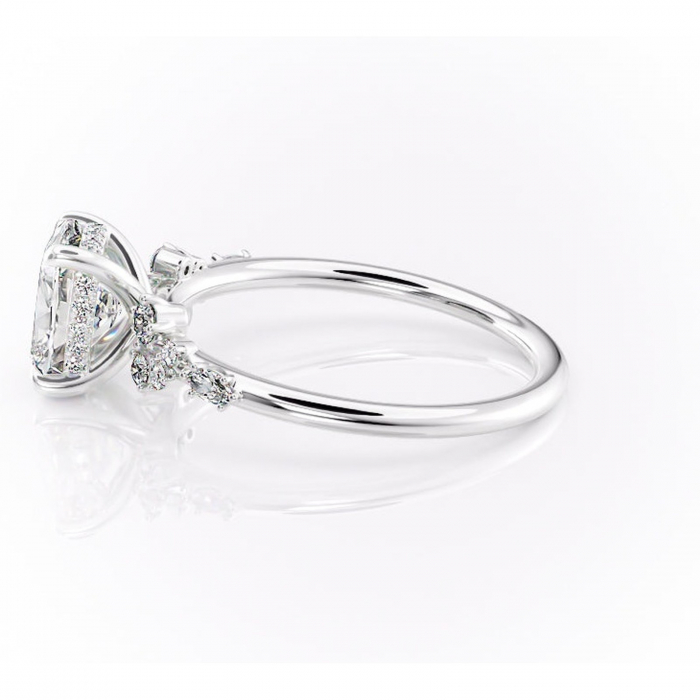 Inel de logodnă Elaris din aur Alb 14kt cu moissanite tăietură asscher – Pietre laterale rafinată pentru profil înalt | Personalizează și configurează gratuit online [6]