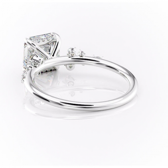 Inel de logodnă Elaris din aur Alb 14kt cu moissanite tăietură asscher – Pietre laterale rafinată pentru profil înalt | Personalizează și configurează gratuit online [4]