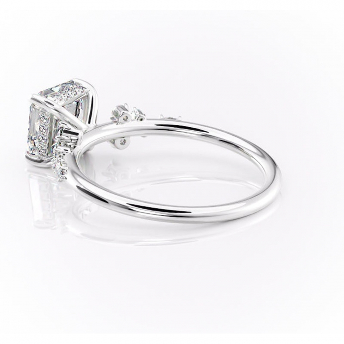 Inel de logodnă Elaris din aur Alb 14kt cu moissanite tăietură asscher – Pietre laterale rafinată pentru profil înalt | Personalizează și configurează gratuit online [5]