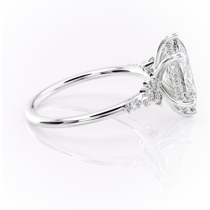 Inel de logodnă Elaris din aur Alb 14kt cu moissanite tăietură marquise – Pietre laterale rafinată pentru profil înalt | Personalizează și configurează gratuit online [2]