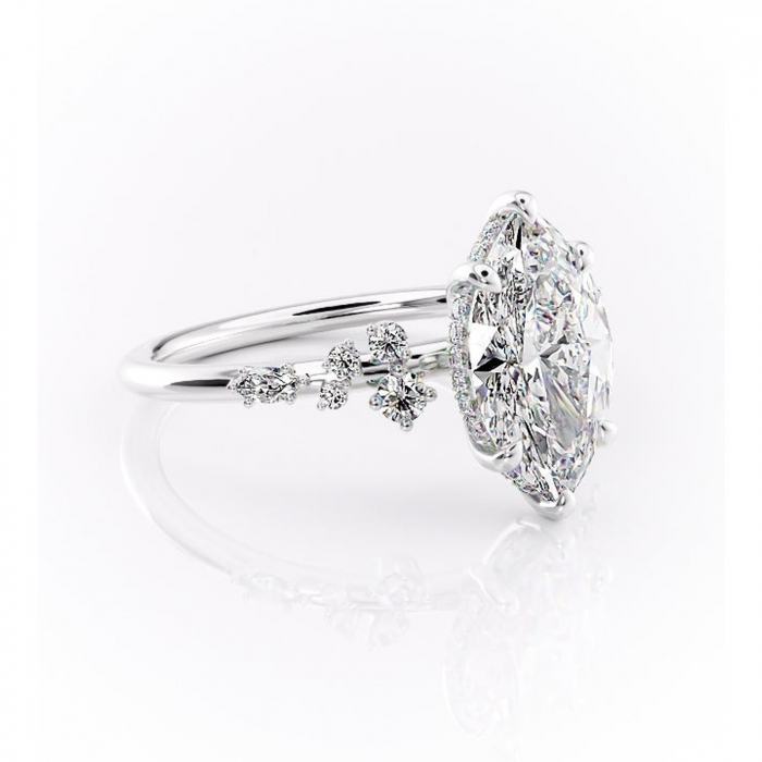 Inel de logodnă Elaris din aur Alb 14kt cu moissanite tăietură marquise – Pietre laterale rafinată pentru profil înalt | Personalizează și configurează gratuit online [1]