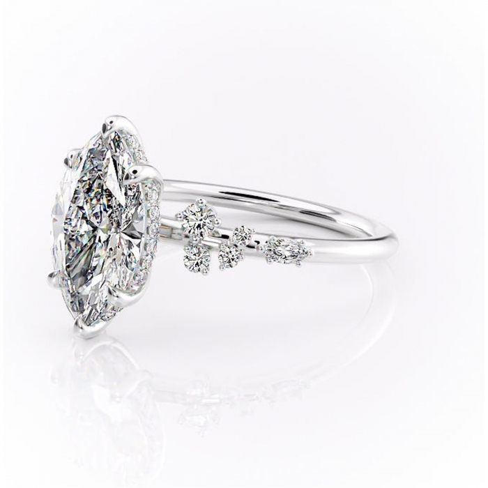 Inel de logodnă Elaris din aur Alb 14kt cu moissanite tăietură marquise – Pietre laterale rafinată pentru profil înalt | Personalizează și configurează gratuit online [7]