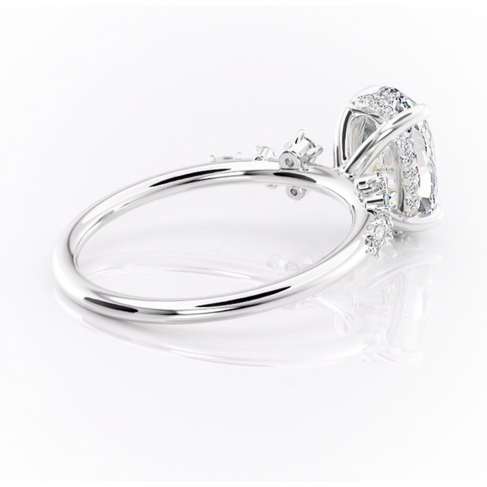 Inel de logodnă Elaris din aur Alb 14kt cu moissanite tăietură ovală – Pietre laterale rafinată pentru profil înalt | Personalizează și configurează gratuit online [3]