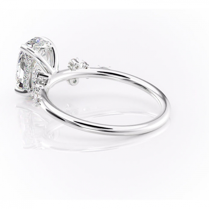 Inel de logodnă Elaris din aur Alb 14kt cu moissanite tăietură ovală – Pietre laterale rafinată pentru profil înalt | Personalizează și configurează gratuit online [5]