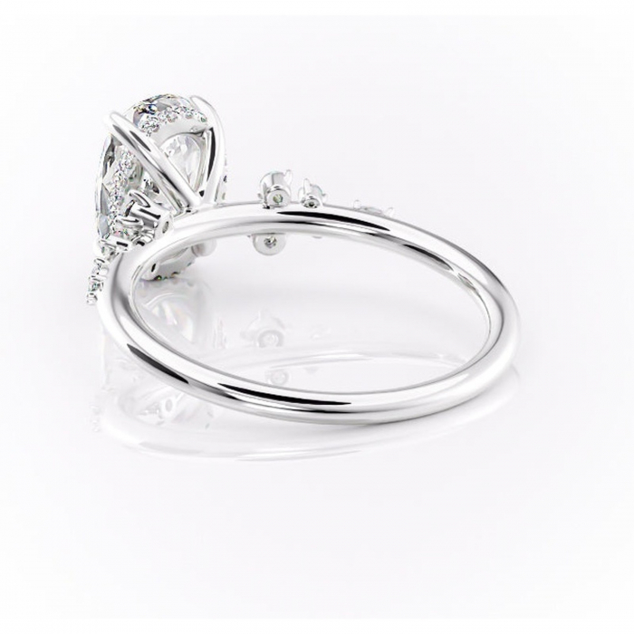 Inel de logodnă Elaris din aur Alb 14kt cu moissanite tăietură ovală – Pietre laterale rafinată pentru profil înalt | Personalizează și configurează gratuit online [4]