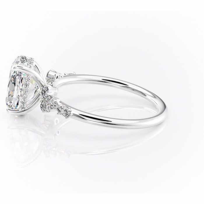 Inel de logodnă Elaris din aur Alb 14kt cu moissanite tăietură ovală – Pietre laterale rafinată pentru profil înalt | Personalizează și configurează gratuit online [6]