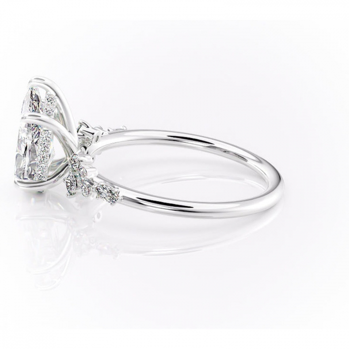 Inel de logodnă Elaris din aur Alb 14kt cu moissanite tăietură pară – Pietre laterale rafinată pentru profil înalt | Personalizează și configurează gratuit online [6]