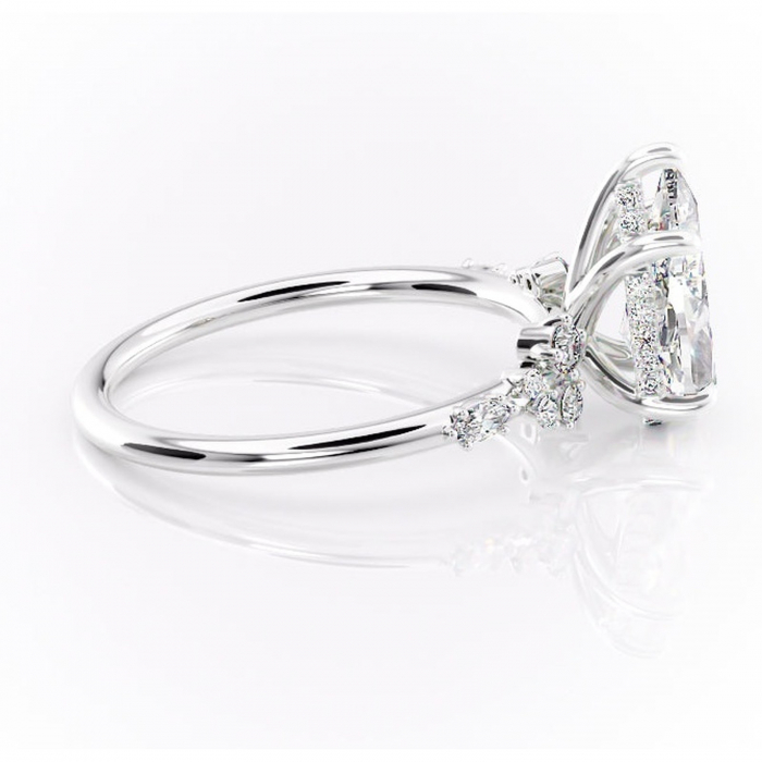 Inel de logodnă Elaris din aur Alb 14kt cu moissanite tăietură pară – Pietre laterale rafinată pentru profil înalt | Personalizează și configurează gratuit online [2]