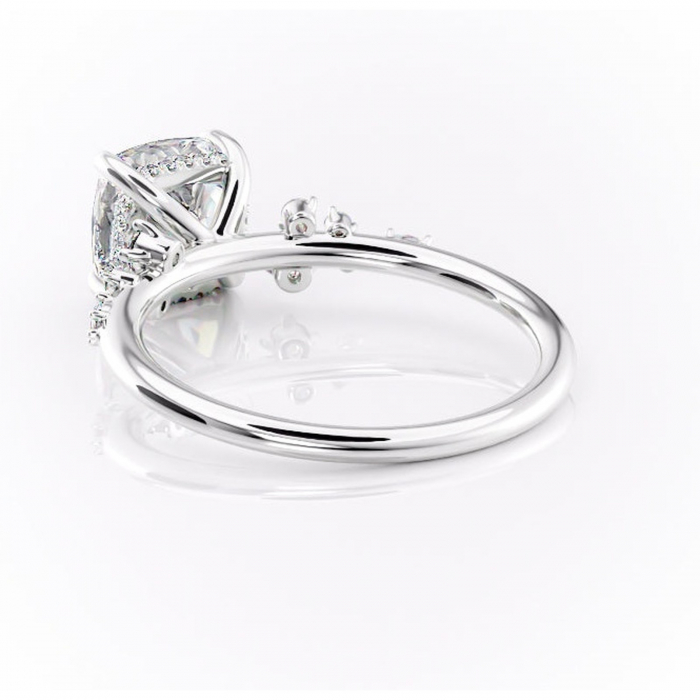 Inel de logodnă Elaris din aur Alb 14kt cu moissanite tăietură pernă – Pietre laterale rafinată pentru profil înalt | Personalizează și configurează gratuit online [4]