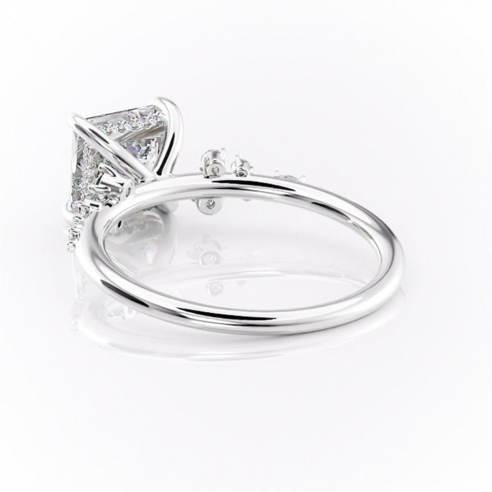 Inel de logodnă Elaris din aur Alb 14kt cu moissanite tăietură princess – Pietre laterale rafinată pentru profil înalt | Personalizează și configurează gratuit online [4]