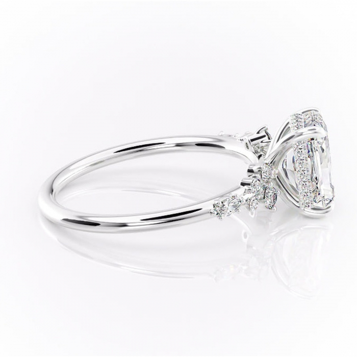 Inel de logodnă Elaris din aur Alb 14kt cu moissanite tăietură radiantă – Pietre laterale rafinată pentru profil înalt | Personalizează și configurează gratuit online [2]