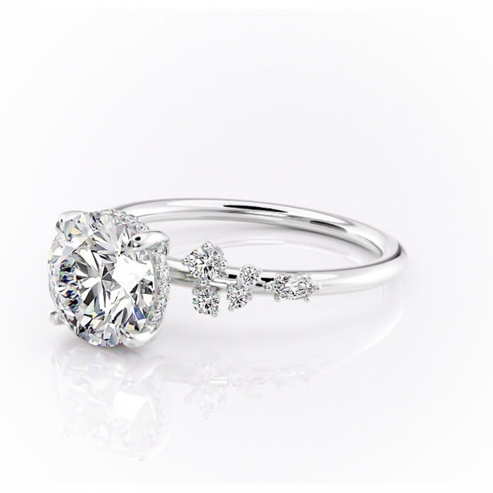 Inel de logodnă Elaris din aur Alb 14kt cu moissanite tăietură rotundă – Pietre laterale rafinată pentru profil înalt | Personalizează și configurează gratuit online [7]