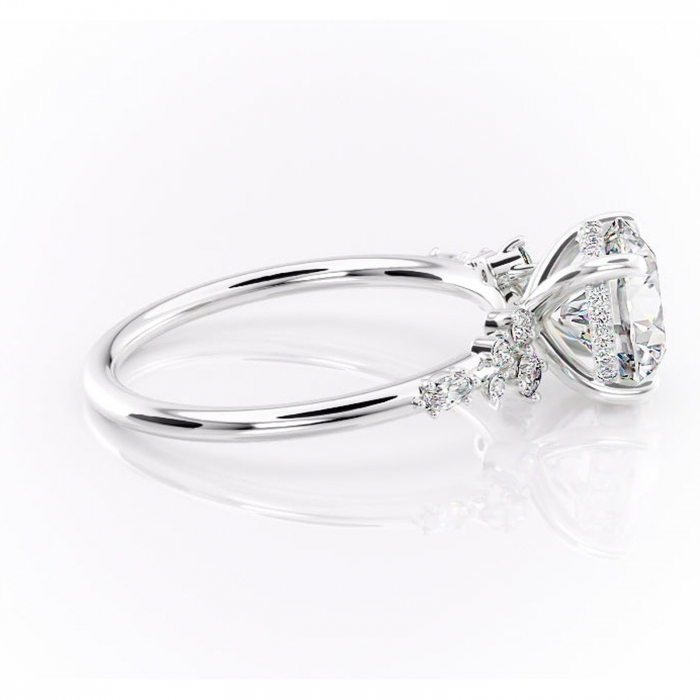 Inel de logodnă Elaris din aur Alb 14kt cu moissanite tăietură rotundă – Pietre laterale rafinată pentru profil înalt | Personalizează și configurează gratuit online [2]