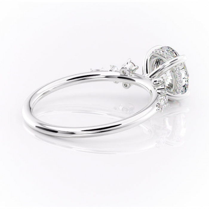 Inel de logodnă Elaris din aur Alb 14kt cu moissanite tăietură rotundă – Pietre laterale rafinată pentru profil înalt | Personalizează și configurează gratuit online [3]