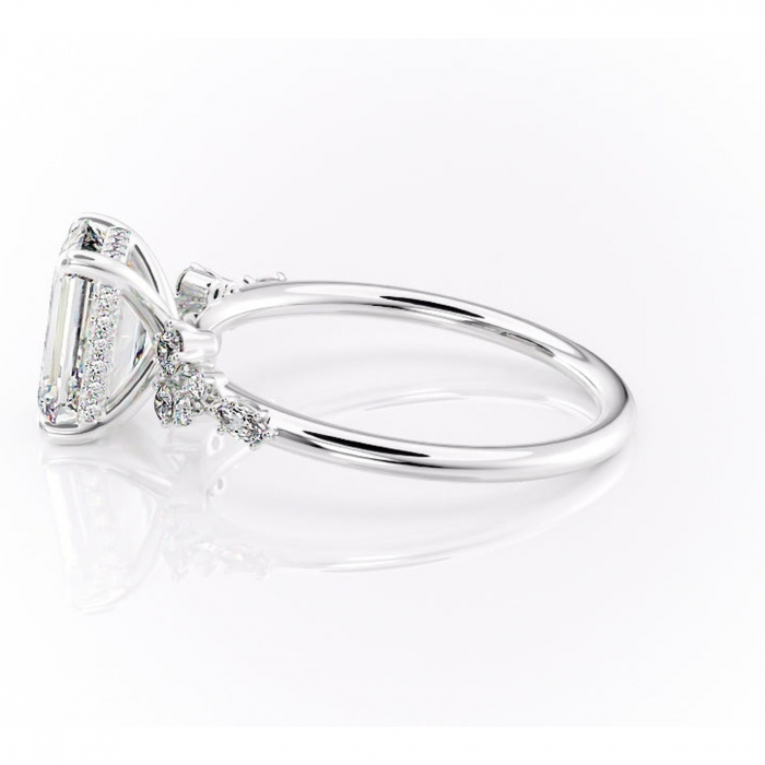 Inel de logodnă Elaris din aur Alb 14kt cu moissanite tăietură smarald – Pietre laterale rafinată pentru profil înalt | Personalizează și configurează gratuit online [6]